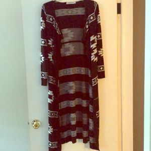 Long length boho style duster cardigan